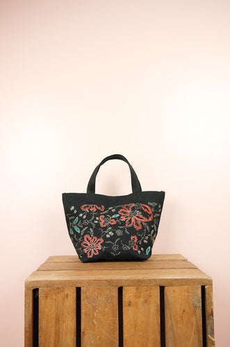Linda on Black Canvas Small Handbag