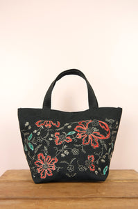 Linda on Black Canvas Small Handbag