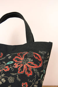 Linda on Black Canvas Small Handbag