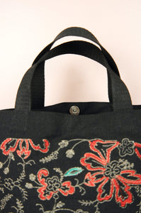 Linda on Black Canvas Small Handbag