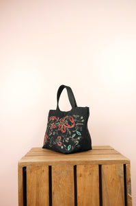 Linda on Black Canvas Small Handbag