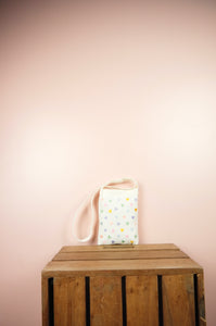 Pastel Hearts on Natural Canvas Mini Sling Bag