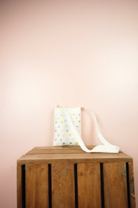 Pastel Hearts on Natural Canvas Mini Sling Bag