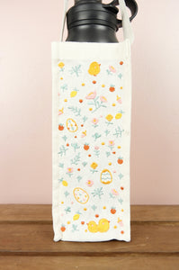 Easter Chicks on Natural Canvas Water Bottle Bag