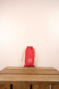 Hearts on Red Canvas Mobile Phone Drawstring Pouch