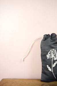 English Garden on Soft Denim Mobile Phone Drawstring Pouch