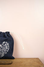 Forest of Hearts on Soft Denim Mini Drawstring Pouch