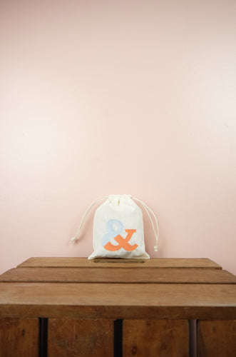 Ampersand on Light Canvas Mini Drawstring Pouch