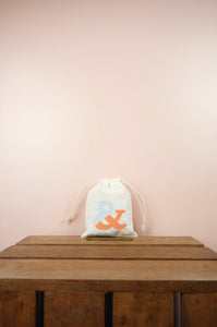 Ampersand on Light Canvas Mini Drawstring Pouch