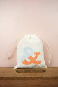 Ampersand on Light Canvas Mini Drawstring Pouch