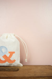 Ampersand on Light Canvas Mini Drawstring Pouch