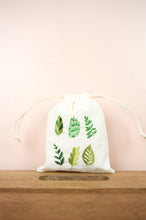 Leaves on Light Canvas Mini Drawstring Pouch