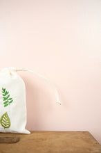 Leaves on Light Canvas Mini Drawstring Pouch