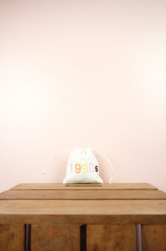 1990s on Natural Canvas Mini Drawstring Pouch