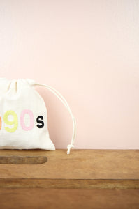 1990s on Natural Canvas Mini Drawstring Pouch