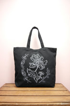 Savannah on Black Canvas Shopping Tote