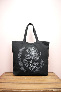 Savannah on Black Canvas Shopping Tote