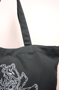 Savannah on Black Canvas Shopping Tote