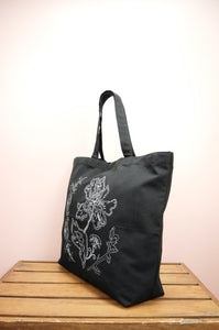 Savannah on Black Canvas Shopping Tote
