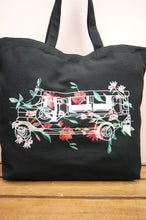 Floral Jeepney on Black Canvas Shopping Tote
