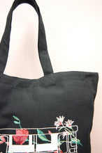 Floral Jeepney on Black Canvas Shopping Tote