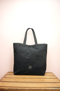 Linda on Black Canvas Shopping Tote
