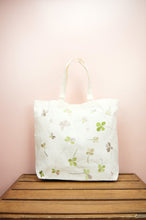 Clover Leaves on Natural Canvas Shopping Tote
