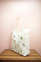 Clover Leaves on Natural Canvas Shopping Tote