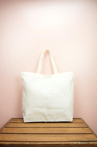 Clover Leaves on Natural Canvas Shopping Tote