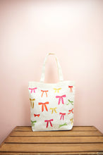 Ribbons on Natural Canvas Shoulder Tote