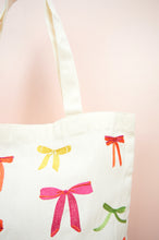 Ribbons on Natural Canvas Shoulder Tote