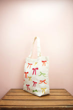 Ribbons on Natural Canvas Shoulder Tote