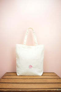 Ribbons on Natural Canvas Shoulder Tote