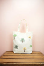 Dotted Trees on Natural Canvas Shoulder Tote