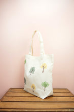 Dotted Trees on Natural Canvas Shoulder Tote