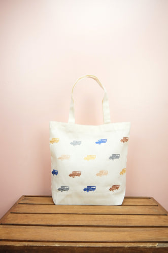 Jeepney on Natural Canvas Shoulder Tote