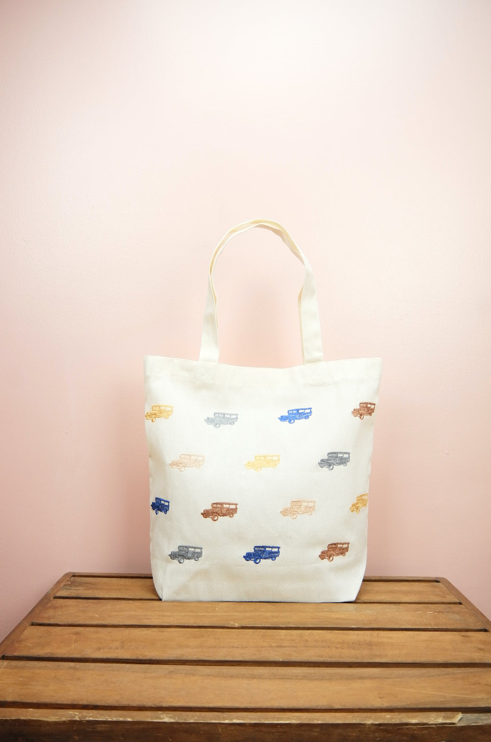 Jeepney on Natural Canvas Shoulder Tote