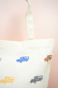 Jeepney on Natural Canvas Shoulder Tote