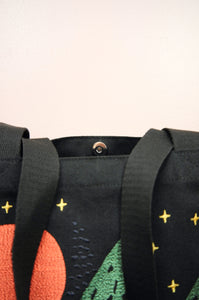 Mountains at Dusk on Black Heavy Canvas Shoulder Tote