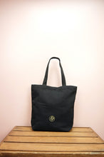 Mountains at Dusk on Black Heavy Canvas Shoulder Tote