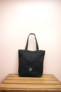 Mountains at Dusk on Black Heavy Canvas Shoulder Tote