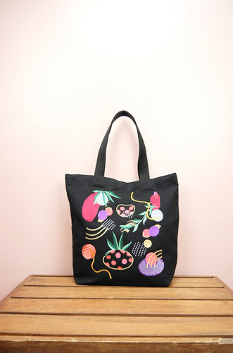 Comet on Black Heavy Canvas Shoulder Tote