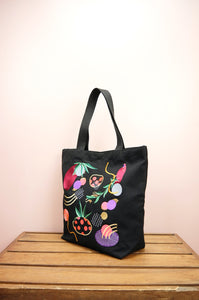 Comet on Black Heavy Canvas Shoulder Tote