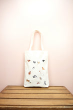 Puppies on Natural Canvas Medium Tote