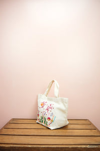 Garden on Natural Canvas Small Handbag