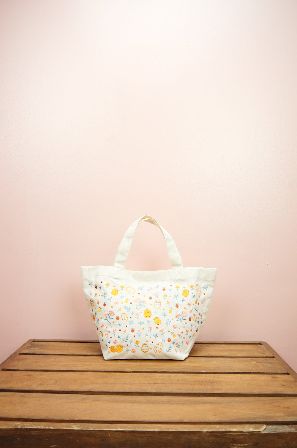 Easter Chicks on Natural Canvas Small Handbag