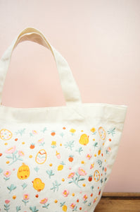 Easter Chicks on Natural Canvas Small Handbag