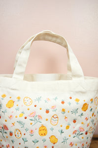 Easter Chicks on Natural Canvas Small Handbag