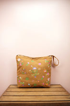 Flowers on Dark Khaki Canvas Medium Sling Bag