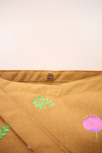 Flowers on Dark Khaki Canvas Medium Sling Bag